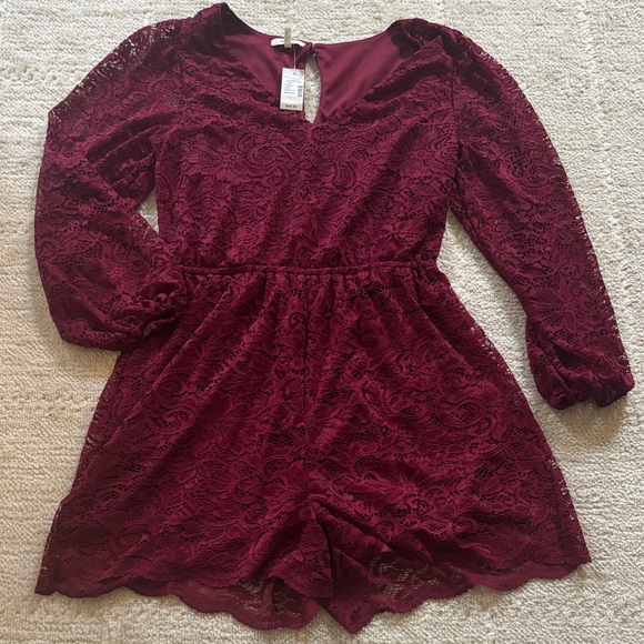 Maurices Other - Maurices Burgundy Lace Romper